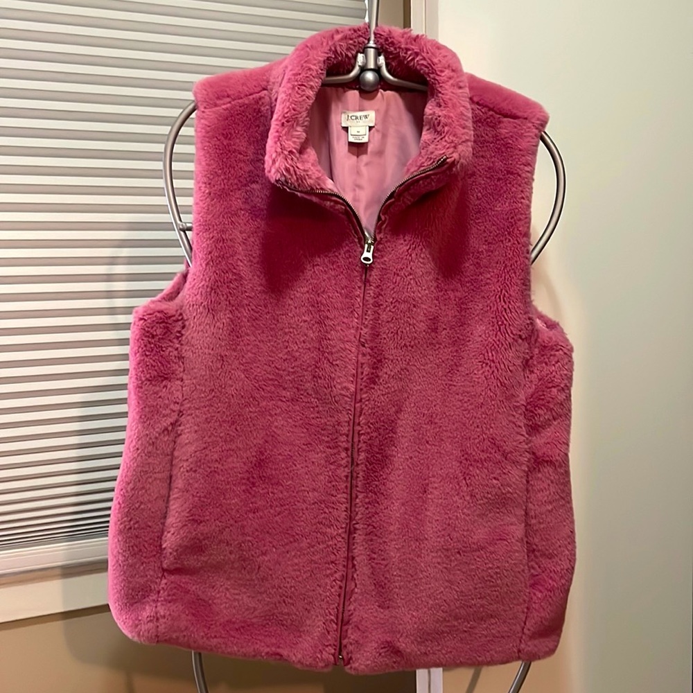 Pink furry vest J Crew M